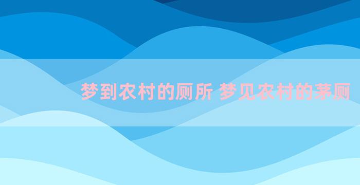 梦到农村的厕所 梦见农村的茅厕